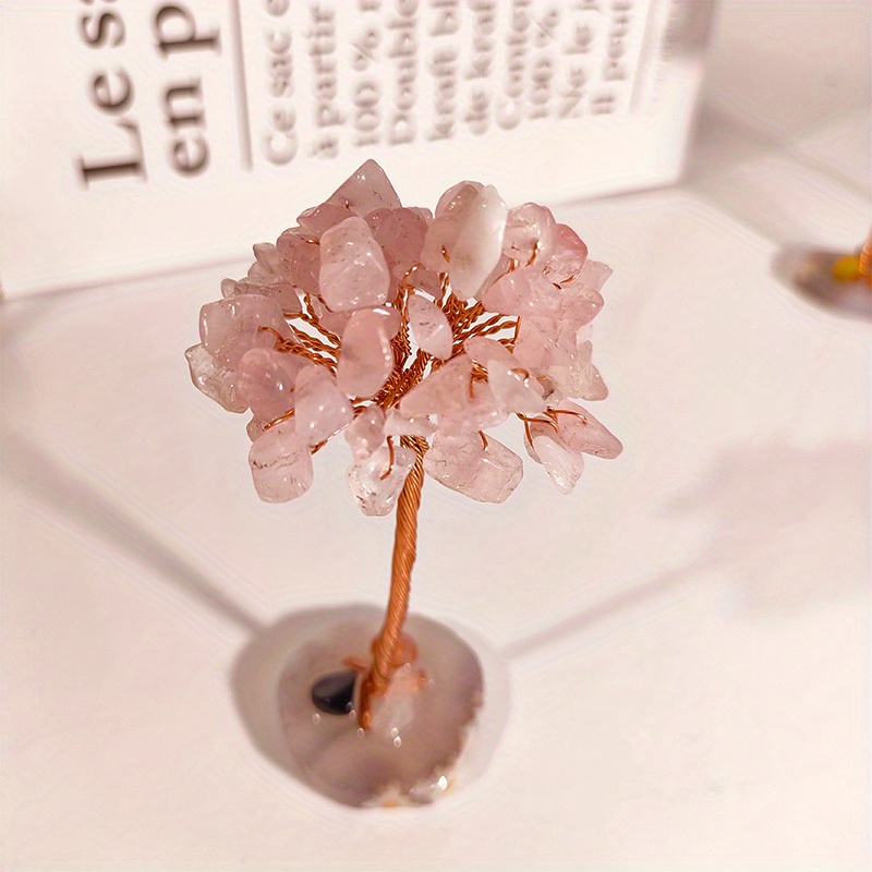 Natural Crystal Fortune Tree Ornaments with Agate Base Handicrafts